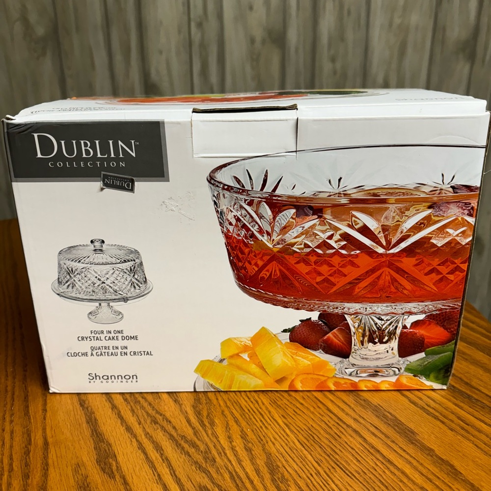 Shannon Dublin Collection Four-in-one Heavy Clear Crystal Cake Plate With Done